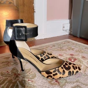 BRAND NEW LEOPARD & LEATHER WITH ANKLE STRAPS- HEELS!!